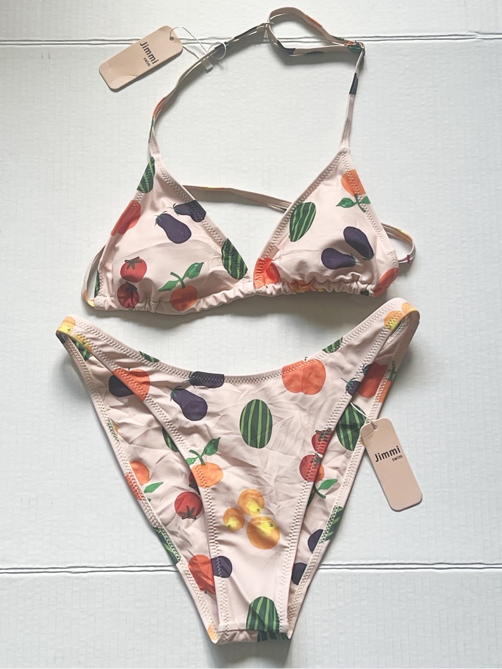 NWT Jimmi Swim Swimwear Peachy Tutti Fruit Bikini Set Sz M
